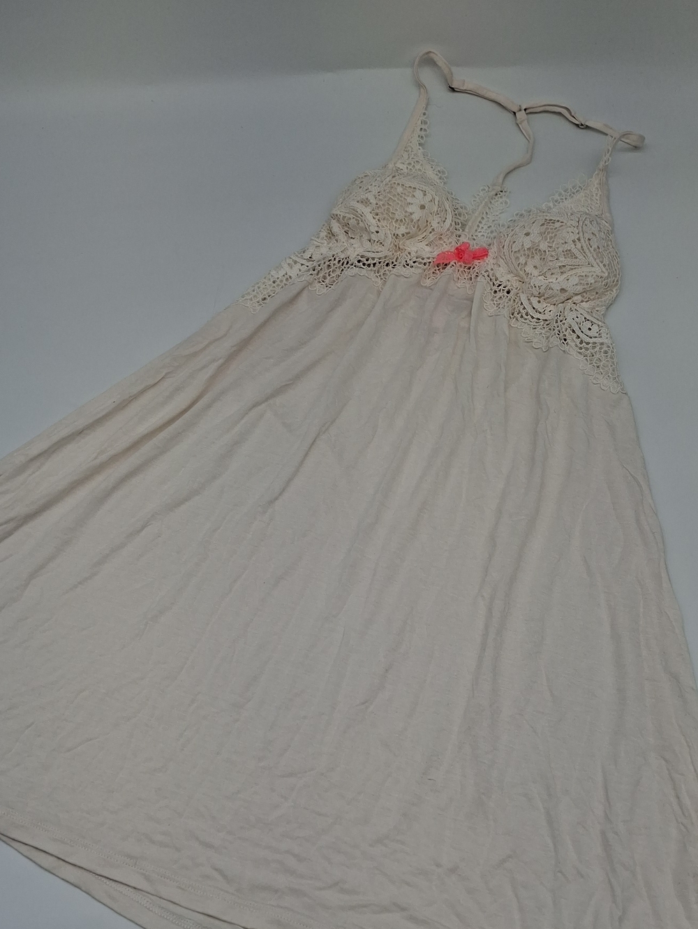 Victoria's Secret Lace Cup Modal Racerback Slip Dress Chemise Cream XS